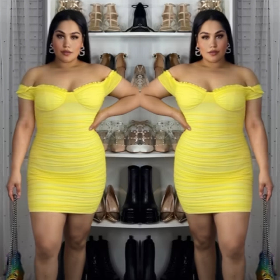 Gloria Mini Dress (Yellow)