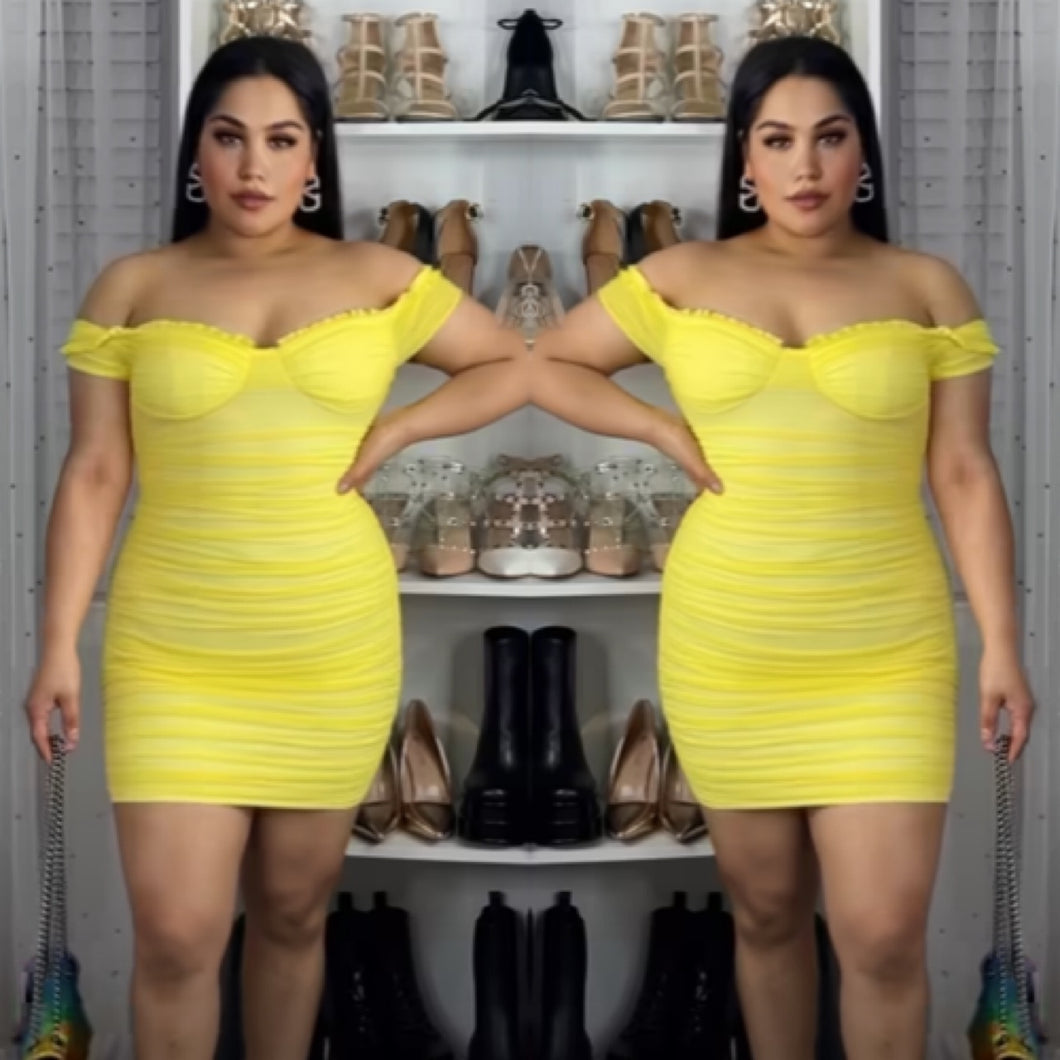 Gloria Mini Dress (Yellow)