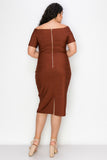 Amy Midi Dress (Brown) Plus Size