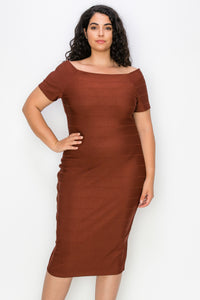 Amy Midi Dress (Brown) Plus Size