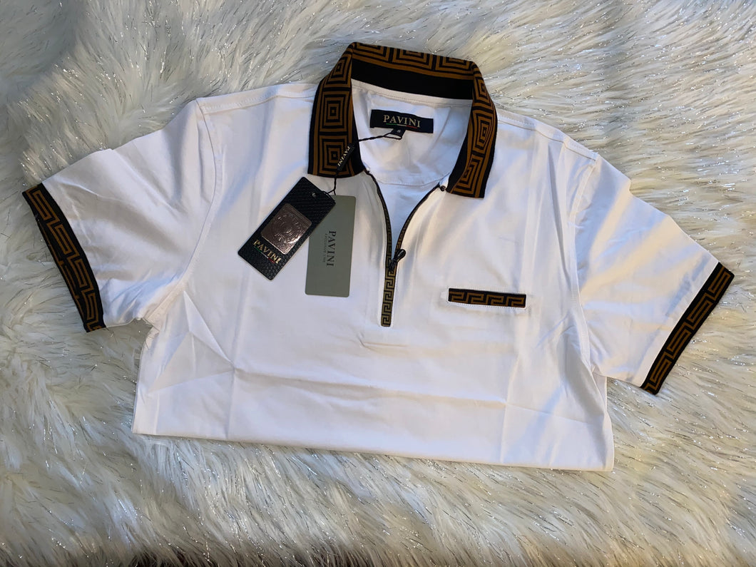 Alfred White/Brown Polo Shirt